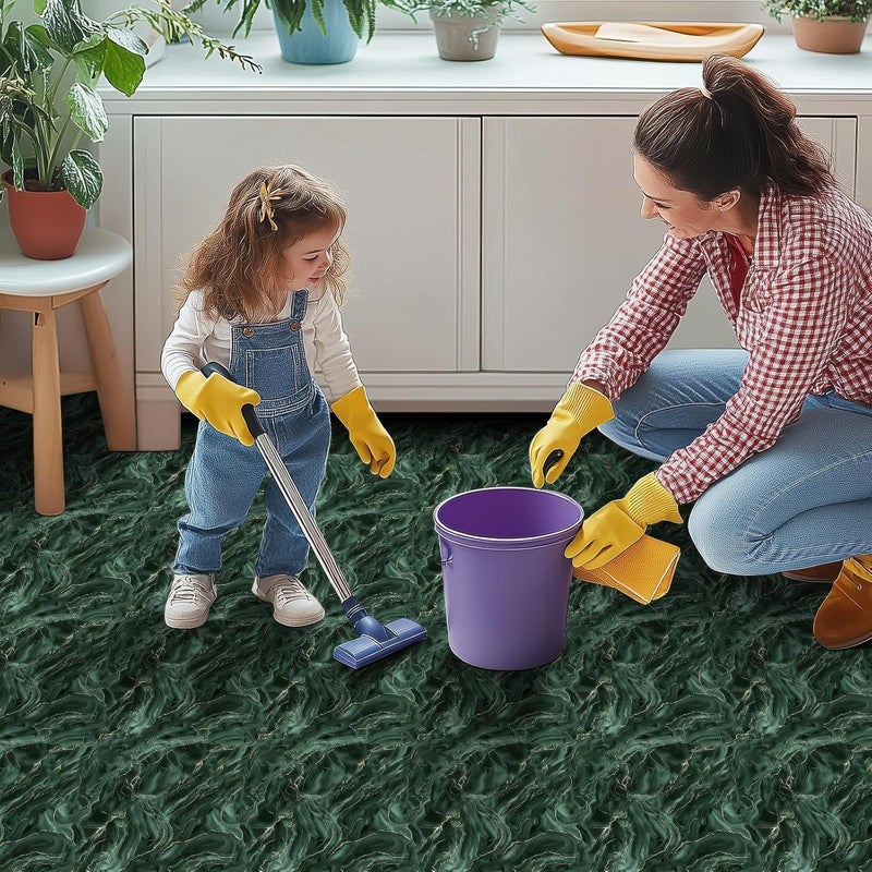 HOMETITUTE 10 قطع بلاط أرضيات رخام داكن أخضر 12x12 بوصة قابل للإزالة ذاتي اللصق لتزيين المنزل، للمطبخ والحمام وغرفة المعيشة ومدخل المنزل - Image 5